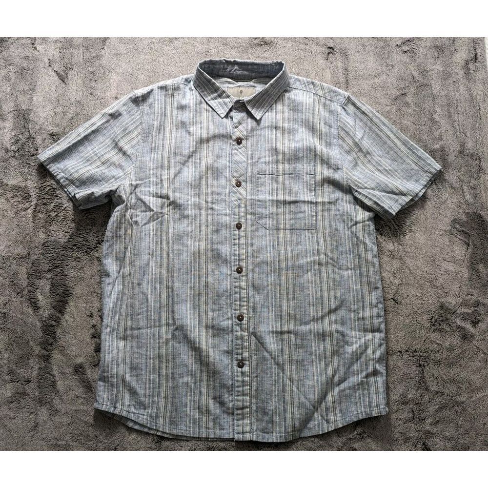 Royal Robbins Short Sleeve Button Up Shirt Men's Size Large Blue Striped